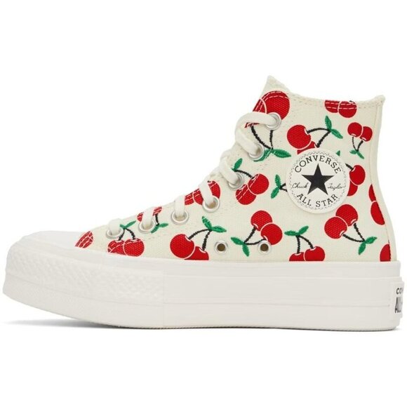 CONVERSE Off-White Chuck Taylor Lift Platform Cherries High Top Sneakers 7.5 - Picture 3 of 5